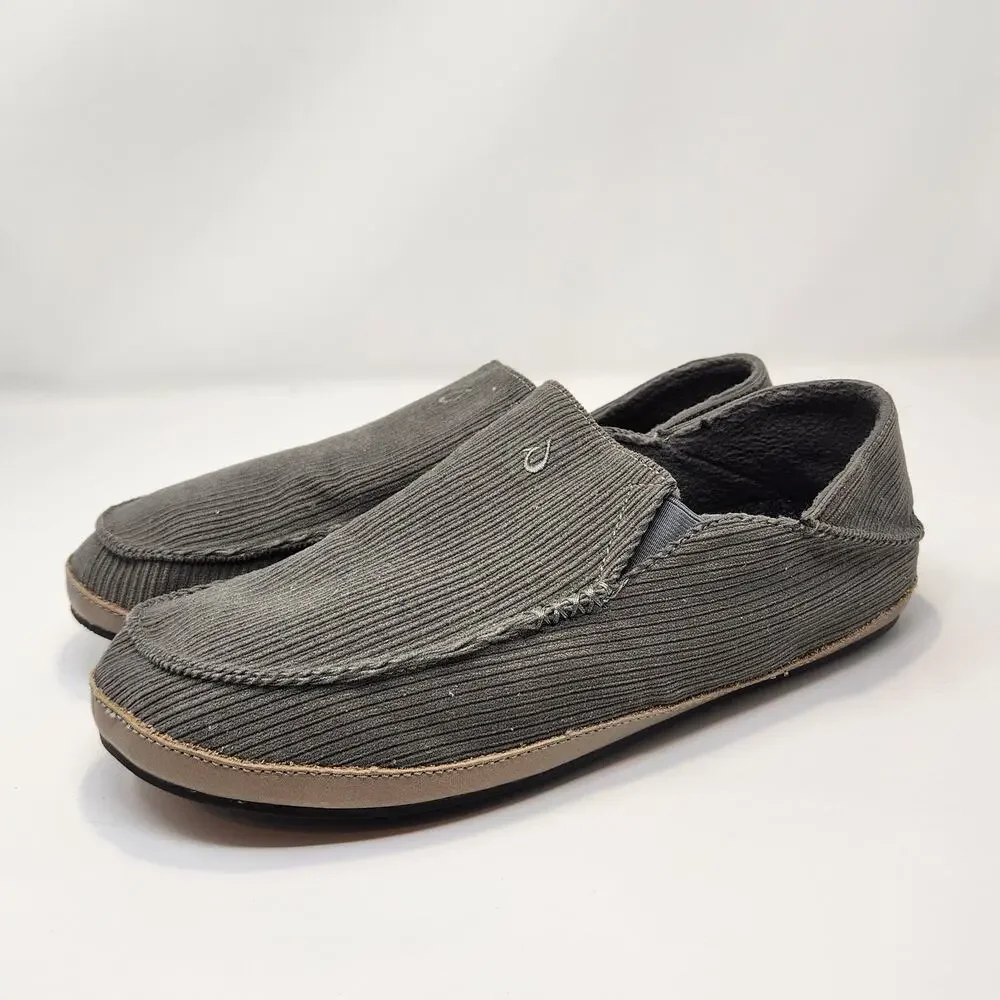Olukai Moloa Ie Olive Green Courduroy Slippers Men Size 11 Leisure House Shoes